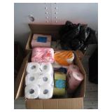 Multiple Packages of Toilet Paper, Trash Bags