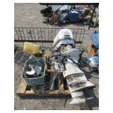 Outboard Motor, Propeller, Gas Can, Motor Oil