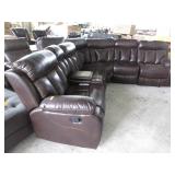 Brown Leather Reclining Sectional