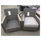 2) Wicker Patio Swivel Chairs - Missing Cushion