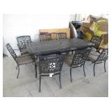 *Damaged Patio Table with 8 Cushioned Chairs
