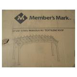 12'x16' White Steel Pergola with Textilene Roof
