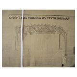 12'x16' Brown Steel Pergola with Textilene Roof