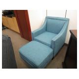 Blue Studded Chair And Ottoman