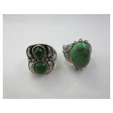 2) Silver Color Stone Rings Size 8 1/2