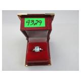 Sterling Silver Aqua Gem Ladies Ring Size 10