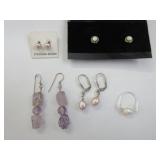 Sterling Opal Earrings, Amythest Earrings,