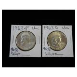 2) Franklin Coins, 90% Silver