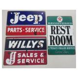 3) Tin Signs (Jeep Parts, Willy