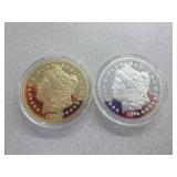 Replica Gold And Silver Colored Morgan Dollars