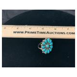Sterling Native American Turquoise Flower Ring