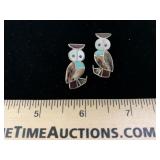 Sterling Native American Owl Earrings