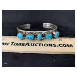 Sterling Native American Turquoise 5 Stone