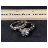 Sterling CZ Engagement Set Art Deco