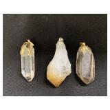 Crystal, Smokey and Citrine Quartz Pendant Set