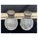 Vintage Crystal and Sterling Silver S & P