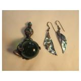 Mother of Pearl Earrings, Brooch