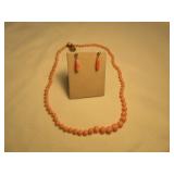 Angelskin Coral Necklace and 14k Earrings