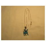 Sterling Silver / Turquoise Bulldog Pendant