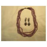 Sterling Silver / Amythest Necklace and Earrings