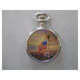 Thomas Kinkade American Flag Pocket Watch