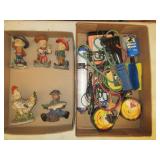 Cowboy and Animal Figurines, Scraper, Traps,
