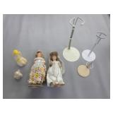 2) Dolls, Doll Stands, Angel Tavern Candle