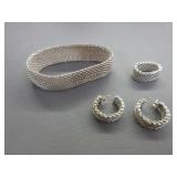 Matching Sterling Silver Bracelet, Earrings,