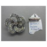 Brooch, Sterling Silver / Abalone Pin