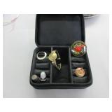Jewelry Box with Brooches, Thimbles, Bracelet