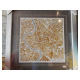 3) Framed Map Wall Art: Paris, Rome, London
