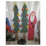 Wooden Santa and Christmas Tree Decor, Tree Stand