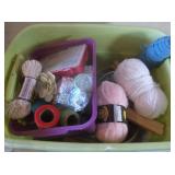 Tote of Craft Supplies, Yarn