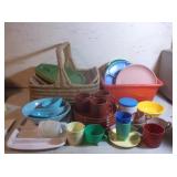 Picnic Basket, melmac Dishes