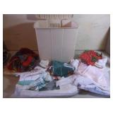 Hamper with Linens, Napkins, Tableclothes