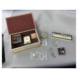 Wood Jewelry Box, Charm Bracelets, Earrings
