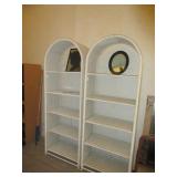 2) White Wicker Book Cases