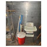 Highchair, Pail, Shop Light and Heater