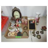Figurines, Brass Bells, Clock, Vase, More
