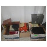 Books, Notebooks, Clipboard, Metal Storage Boxes
