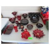 Ruby Red Holiday Goblets, Plates, Bowls, Etc.