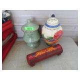 2) Decorative Kitchen Jars, Decorative Bread Box