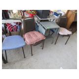 Metal Table with Fold-Out Leaves, 3) Chairs