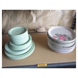 Flower Pattern Plates, Teal Plates