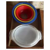 Old Pyrex Glass Bowls, White Bowl with Lid