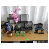 Green Carnival Glass, Roscher Square Plates / Bowl