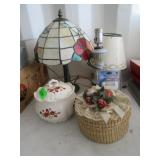 Stained Glass Lamp, Nightstand Lamp, Basket