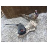 Pheasants on Log Display Mount