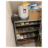 Metal Shelf with Parts, Rags and Oil