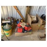 5) Boxes of Misc. Parts, Plastic Tubs, Paints, Oil